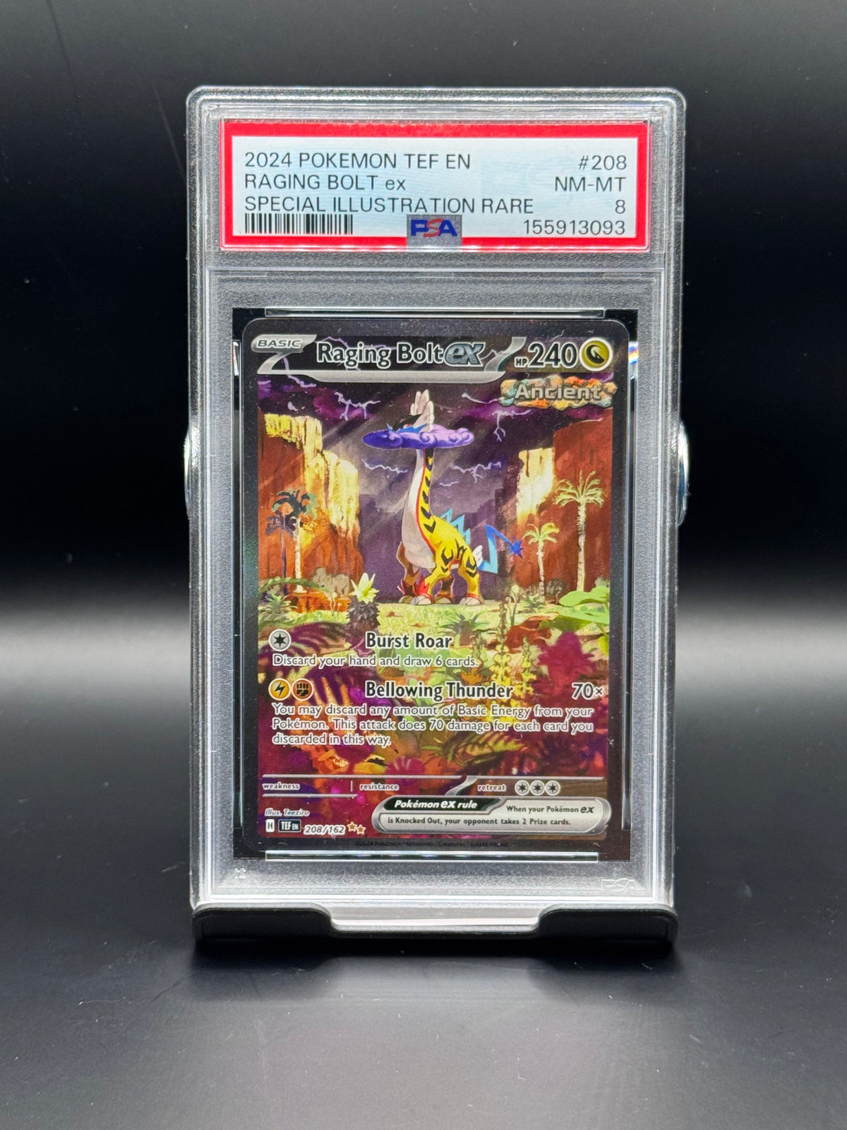 Raging Bolt ex #208/162 — Temporal Forces — PSA 8