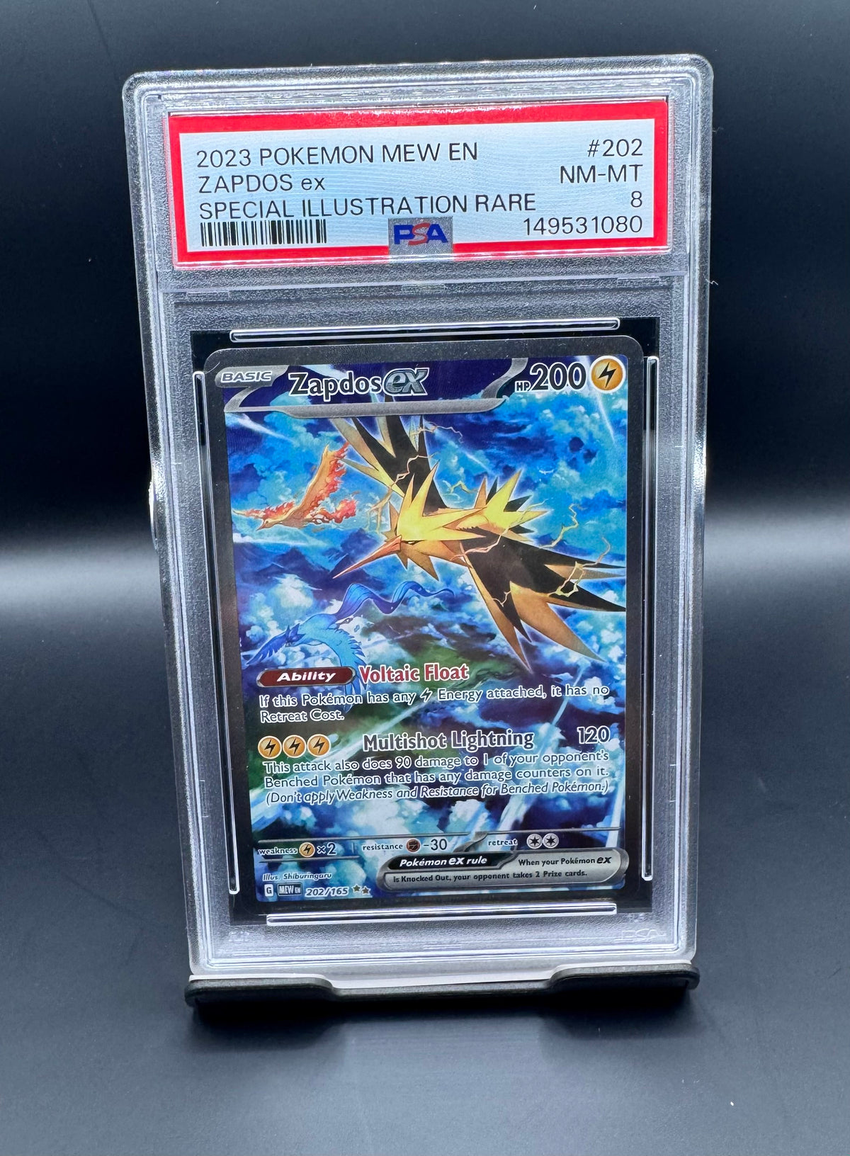 Zapdos ex #202 — 151 — PSA 8