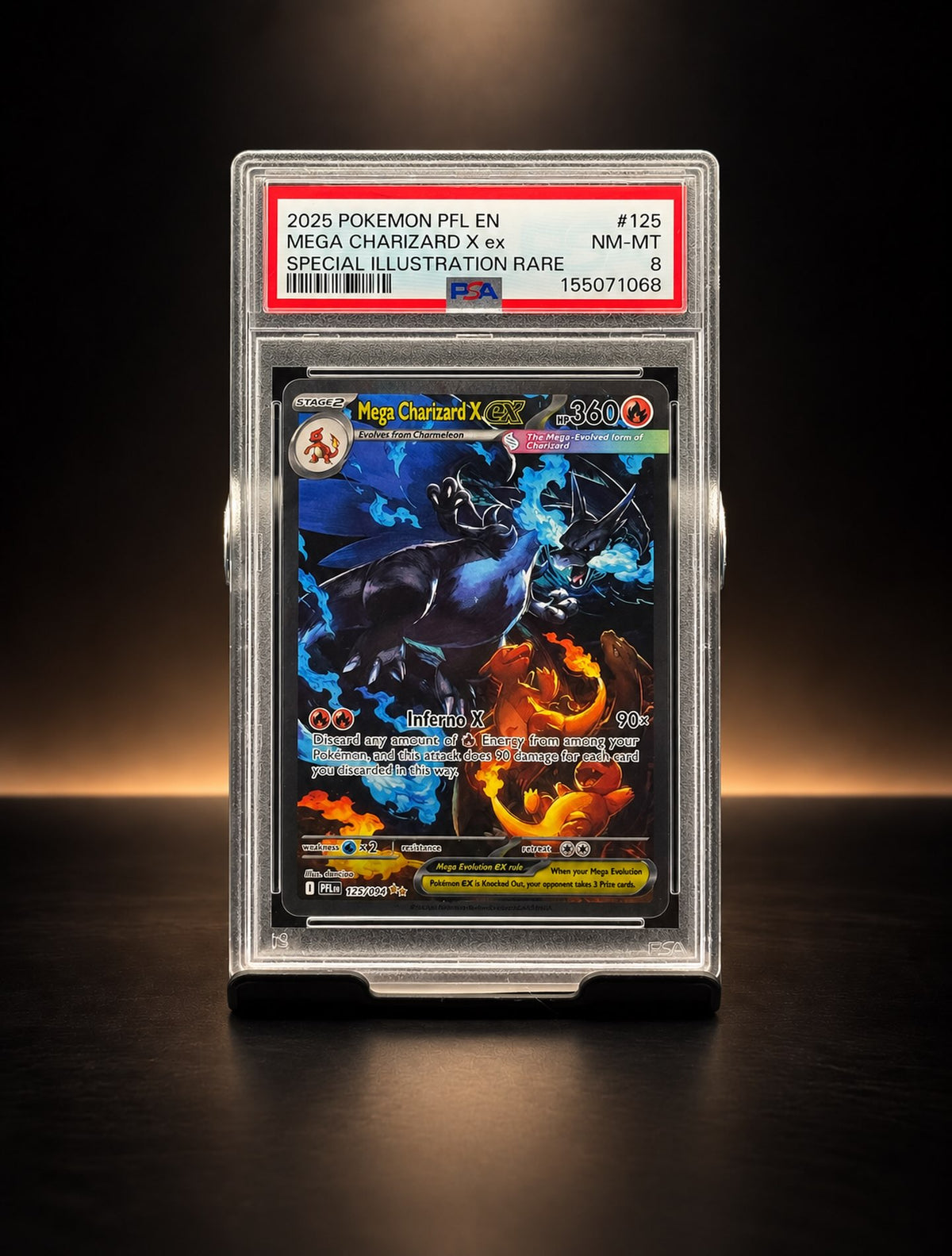 Mega Charizard X ex #125 — Phantasmal Flames — PSA 8